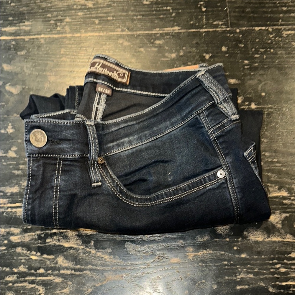 34 Heritage Deep Blue Denim Jeans